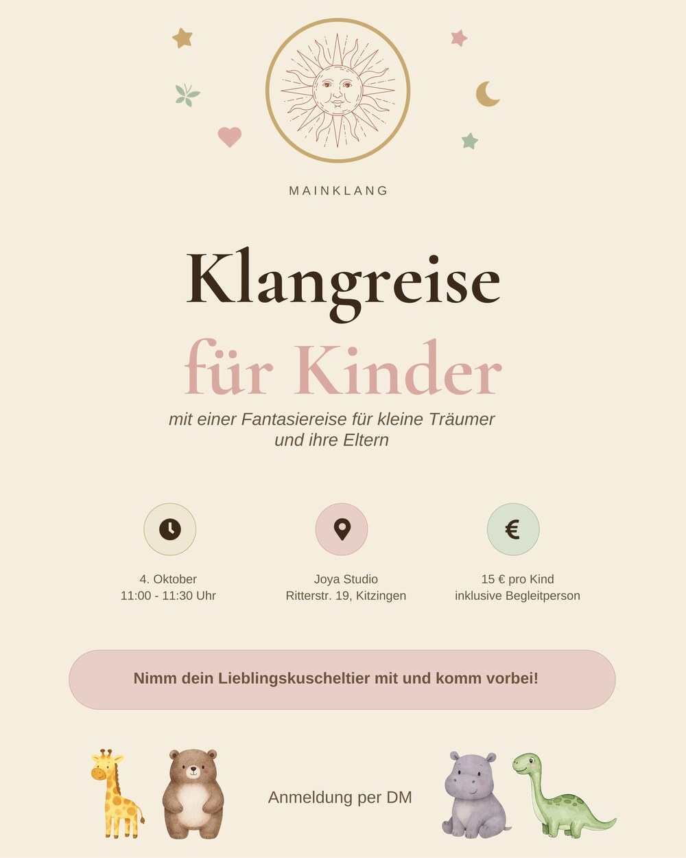 Klangreise für Kinder am 4. Oktober, 11–11:30 Uhr im Joya Studio, 15 € pro Kind